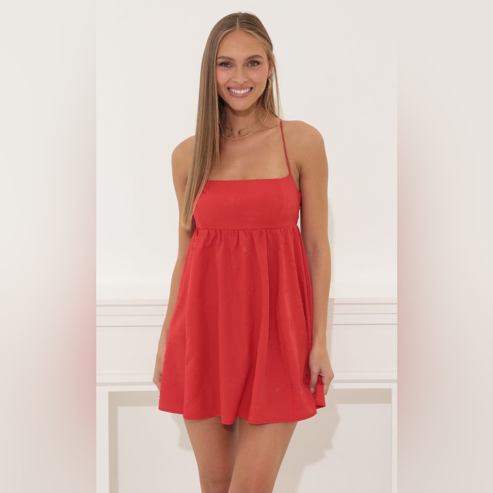 Lucy in the Sky babydoll dress in red floral size XS